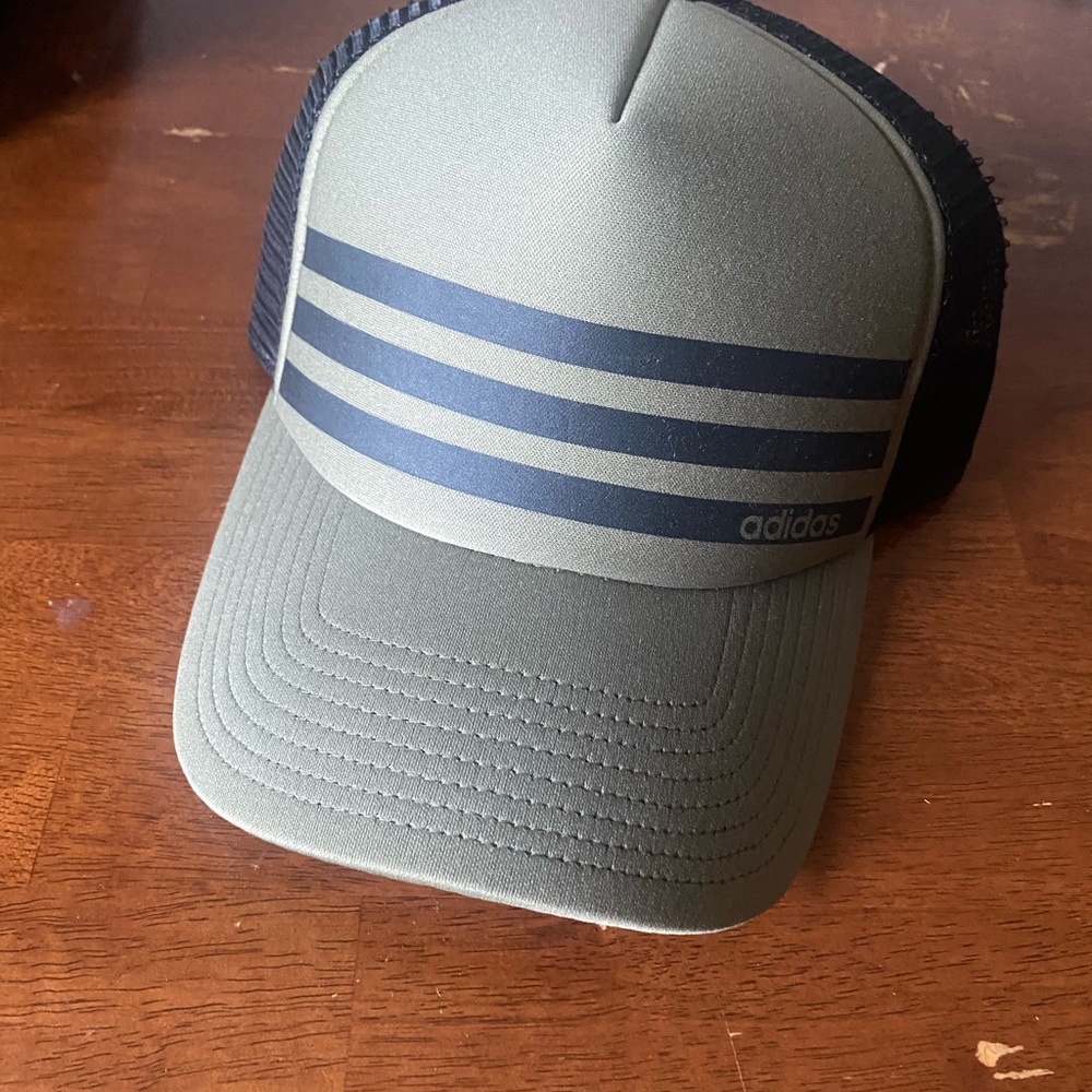 Adidas Olive and Black Striped Cap